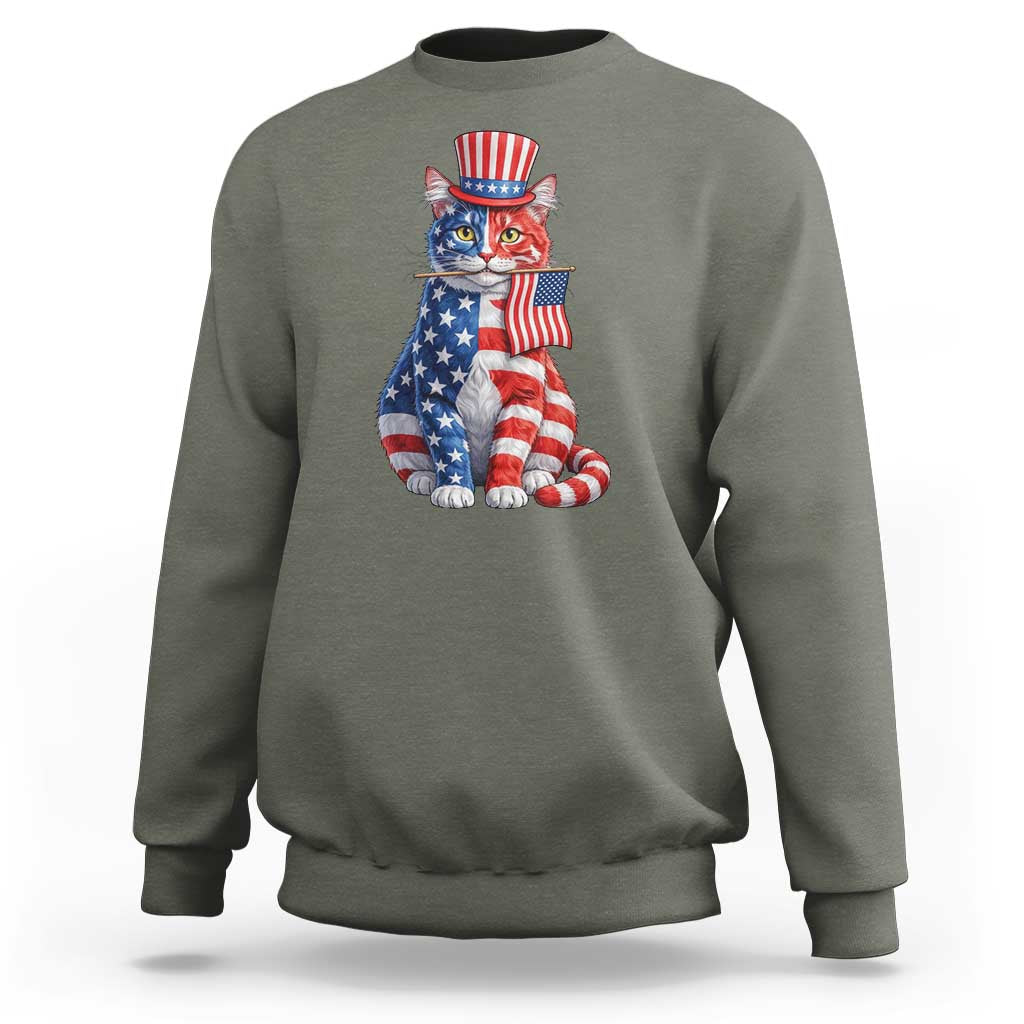 Proud American Cat Lover Sweatshirt Patriotic Animal Lover Gift