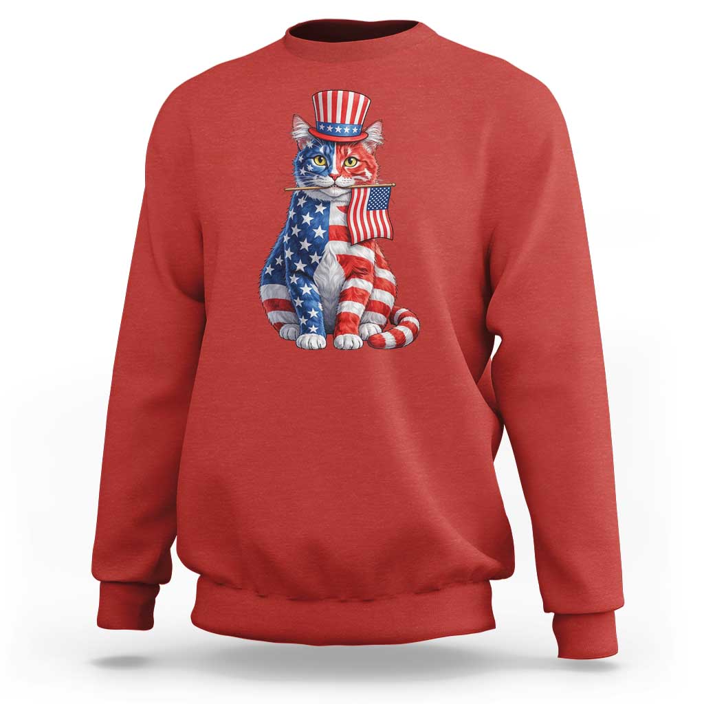 Proud American Cat Lover Sweatshirt Patriotic Animal Lover Gift