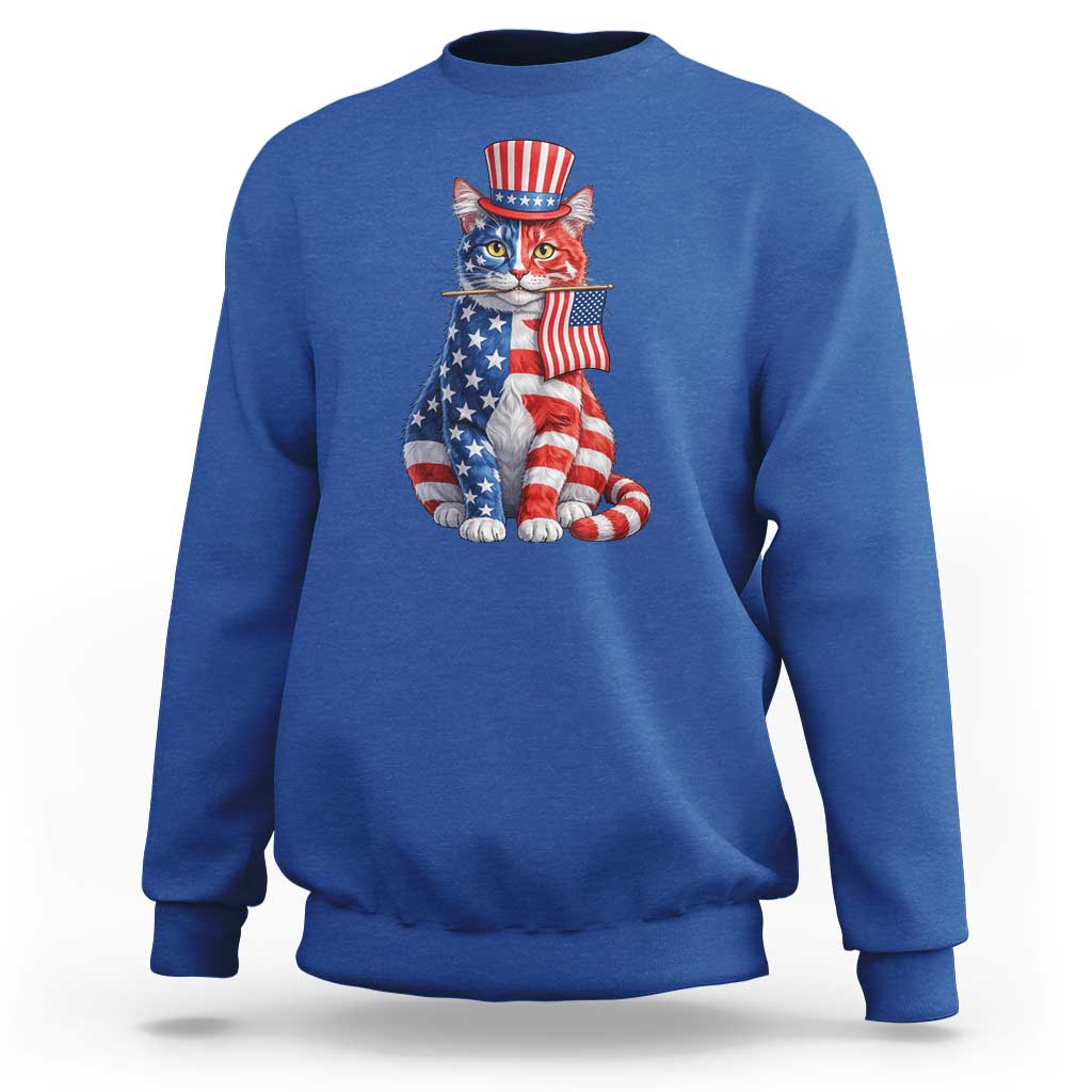 Proud American Cat Lover Sweatshirt Patriotic Animal Lover Gift