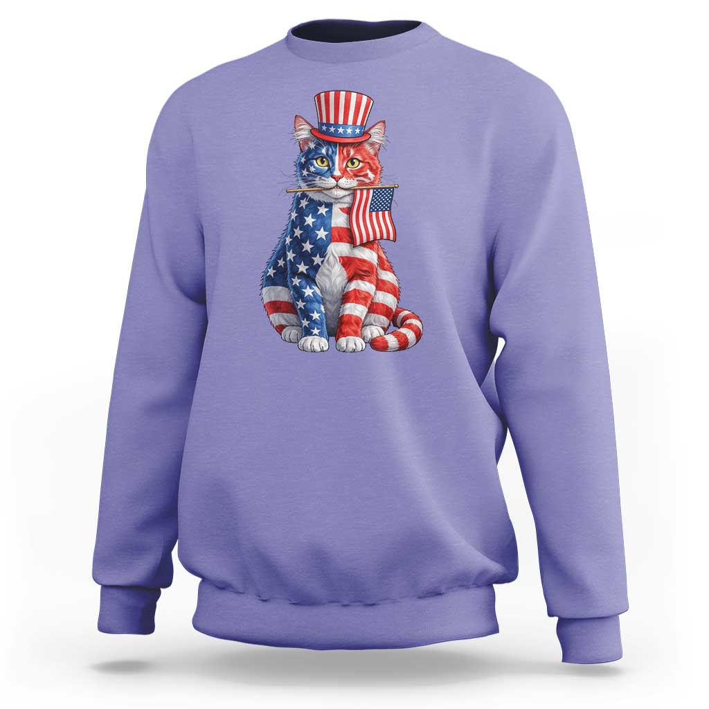 Proud American Cat Lover Sweatshirt Patriotic Animal Lover Gift