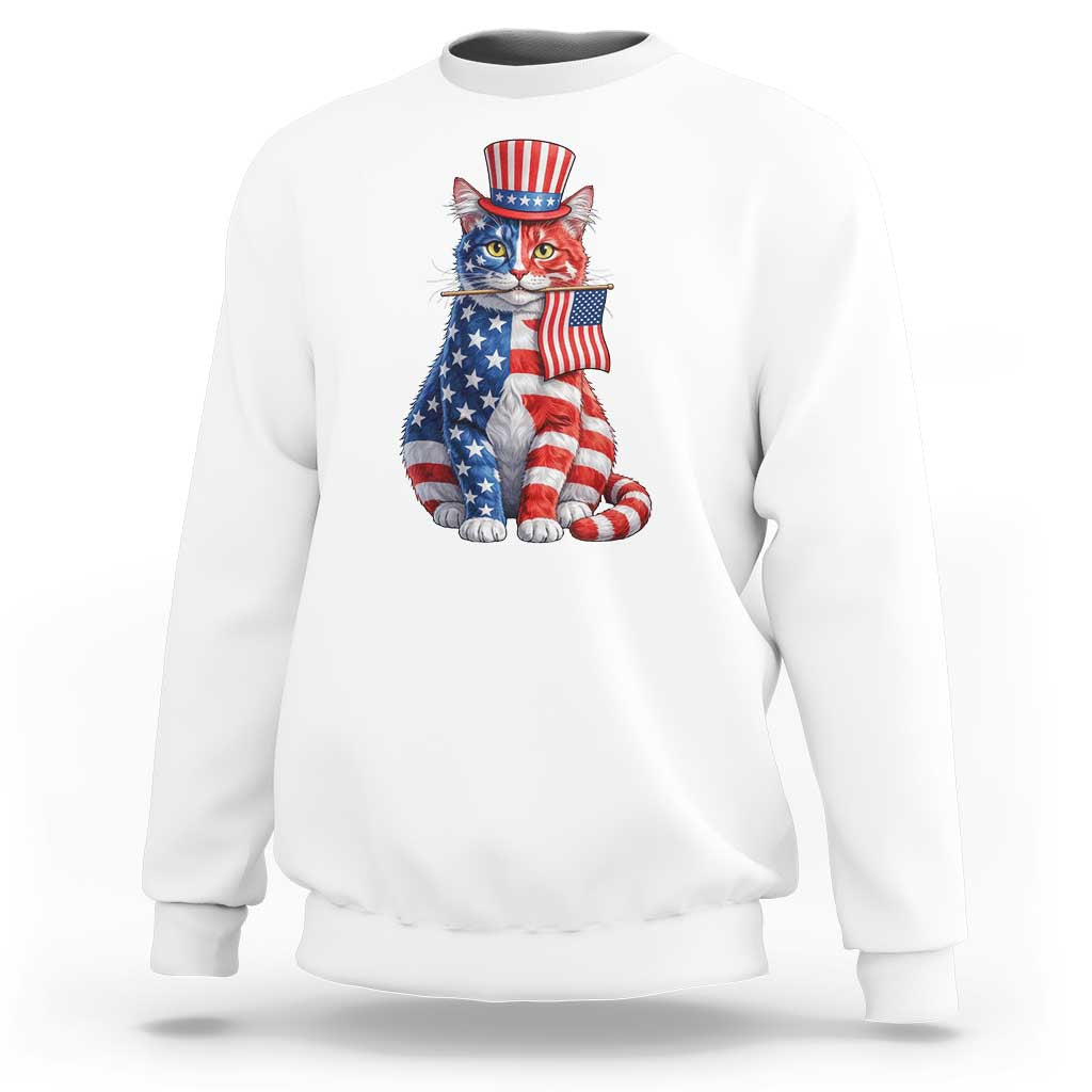 Proud American Cat Lover Sweatshirt Patriotic Animal Lover Gift