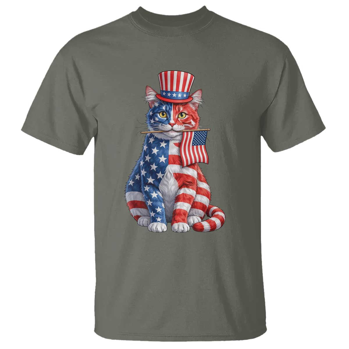 Proud American Cat Lover T Shirt Patriotic Animal Lover Gift