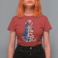 Proud American Cat Lover T Shirt For Women Patriotic Animal Lover Gift