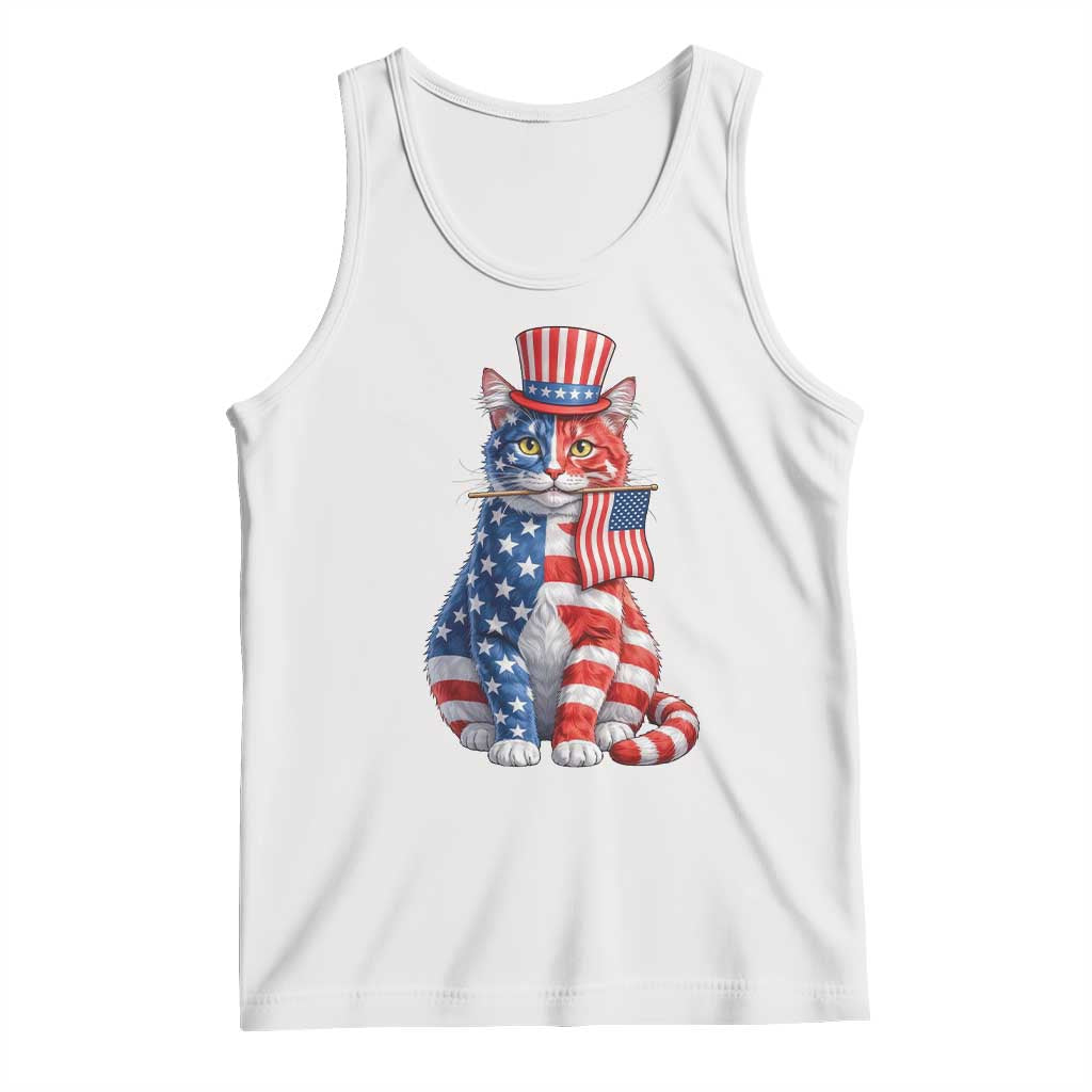 Proud American Cat Lover Tank Top Patriotic Animal Lover Gift