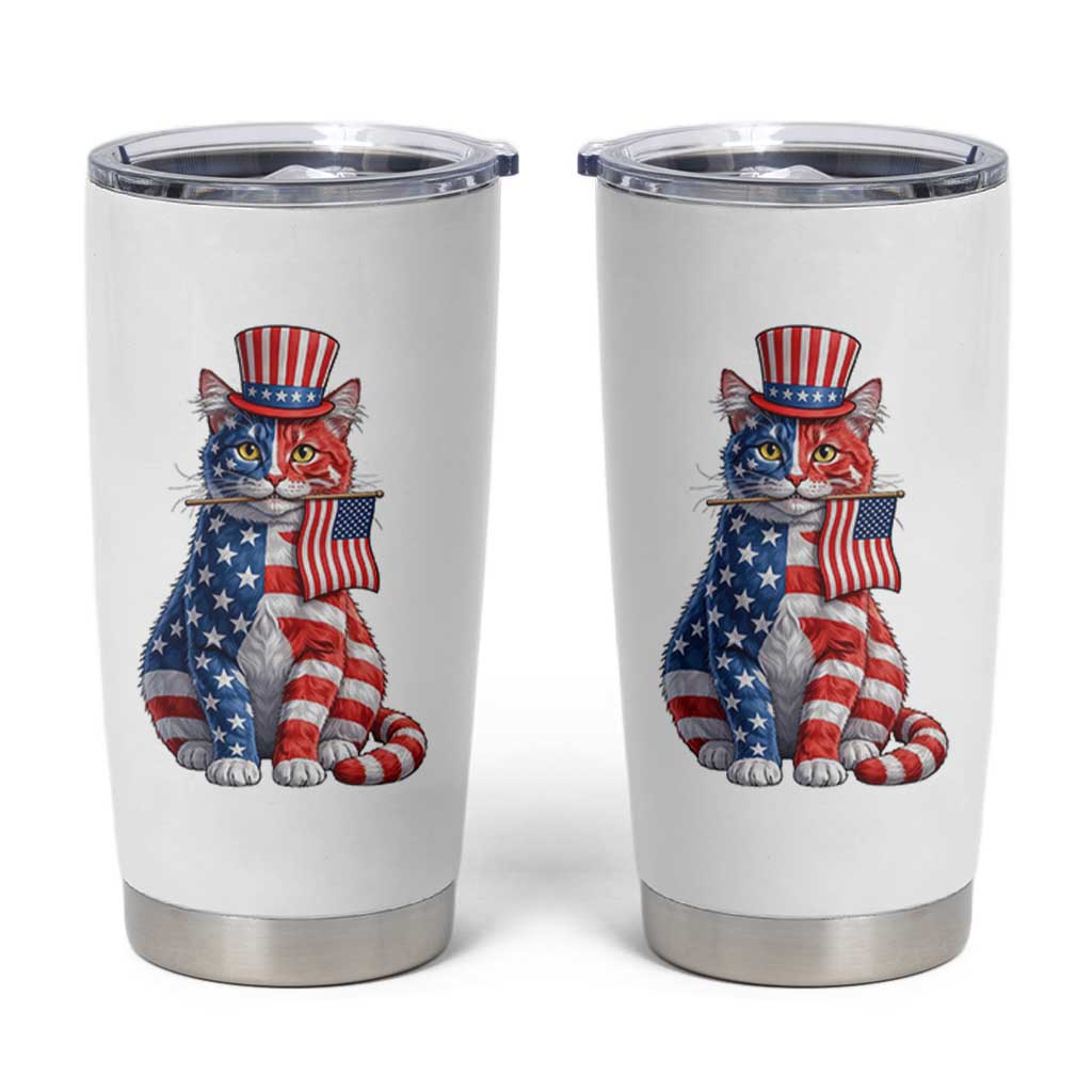 Proud American Cat Lover Tumbler Cup Patriotic Animal Lover Gift