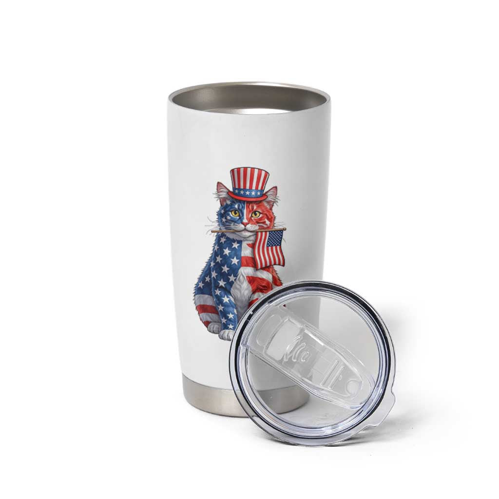 Proud American Cat Lover Tumbler Cup Patriotic Animal Lover Gift
