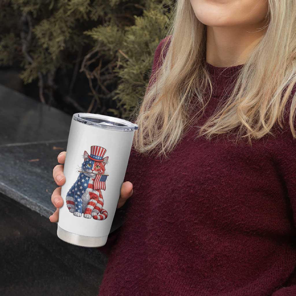 Proud American Cat Lover Tumbler Cup Patriotic Animal Lover Gift