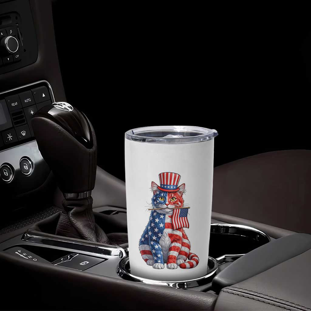 Proud American Cat Lover Tumbler Cup Patriotic Animal Lover Gift