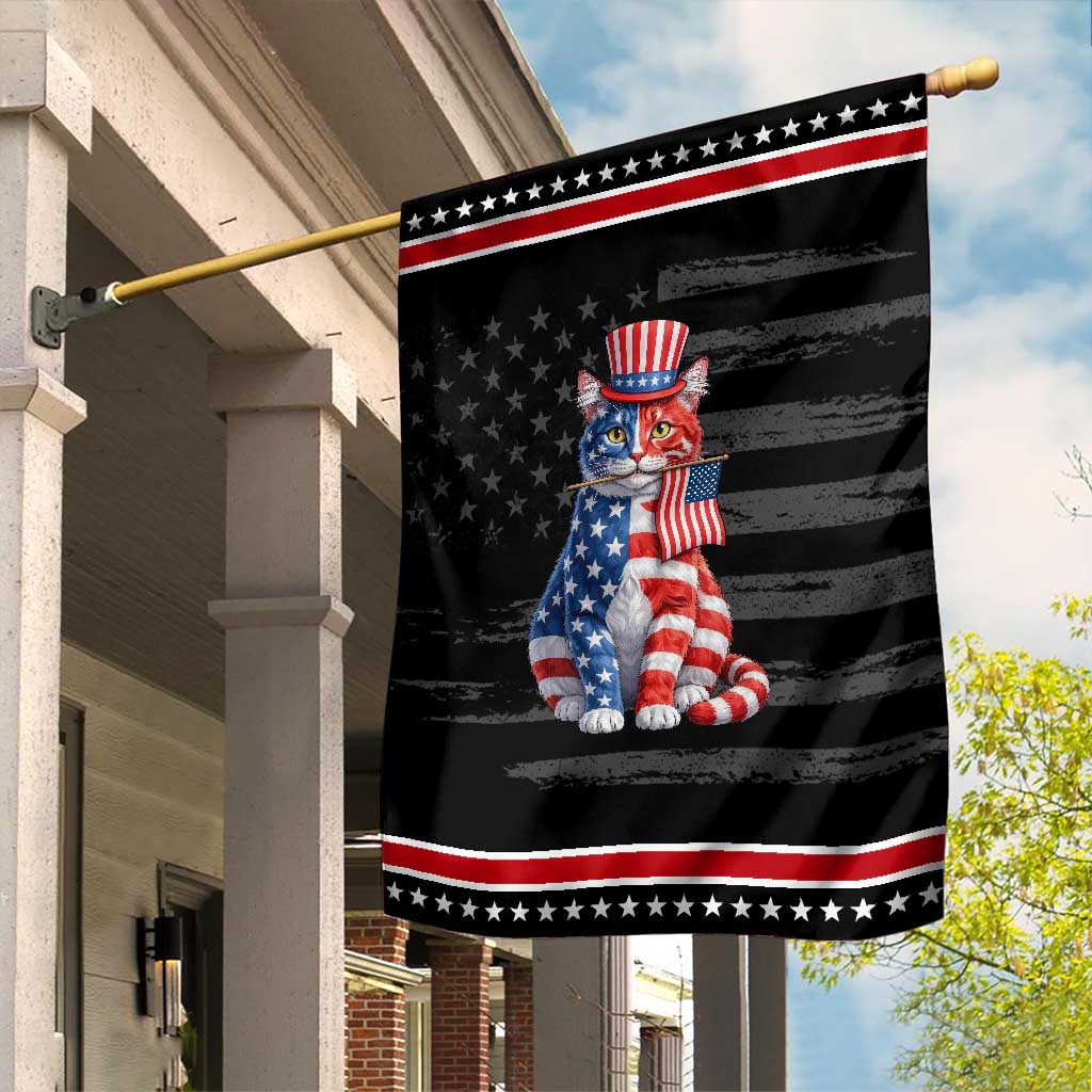 Proud American Cat Lover Garden Flag Patriotic Animal Lover Gift