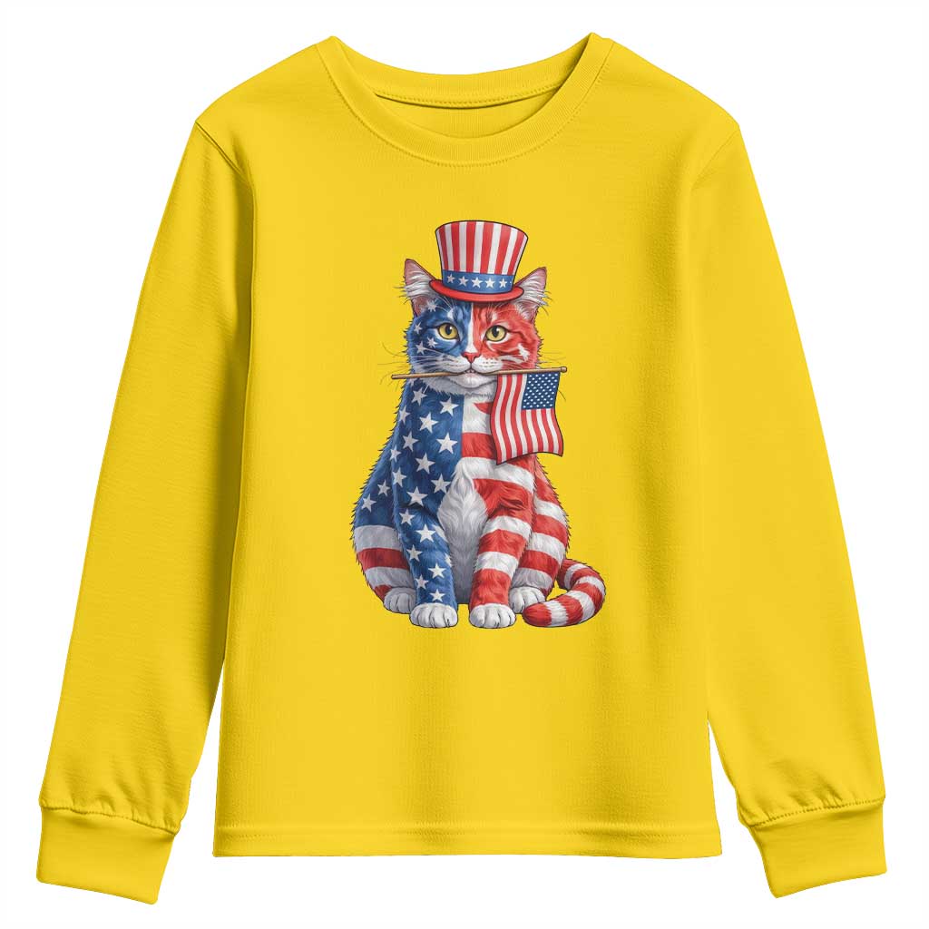 Proud American Cat Lover Youth Sweatshirt Patriotic Animal Lover Gift