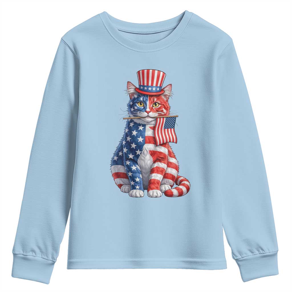 Proud American Cat Lover Youth Sweatshirt Patriotic Animal Lover Gift