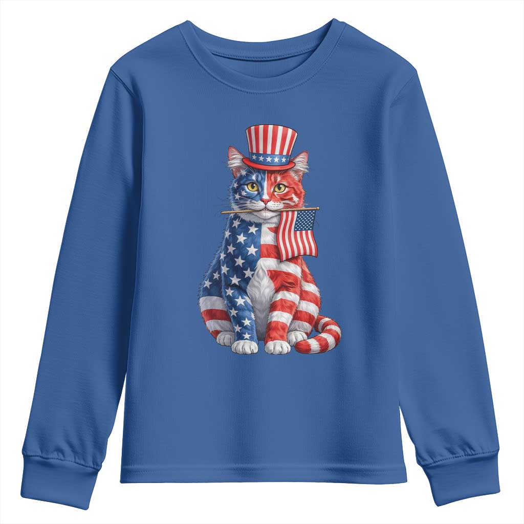 Proud American Cat Lover Youth Sweatshirt Patriotic Animal Lover Gift