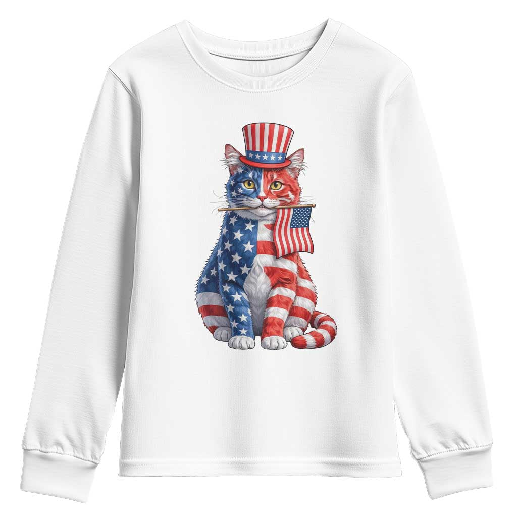 Proud American Cat Lover Youth Sweatshirt Patriotic Animal Lover Gift