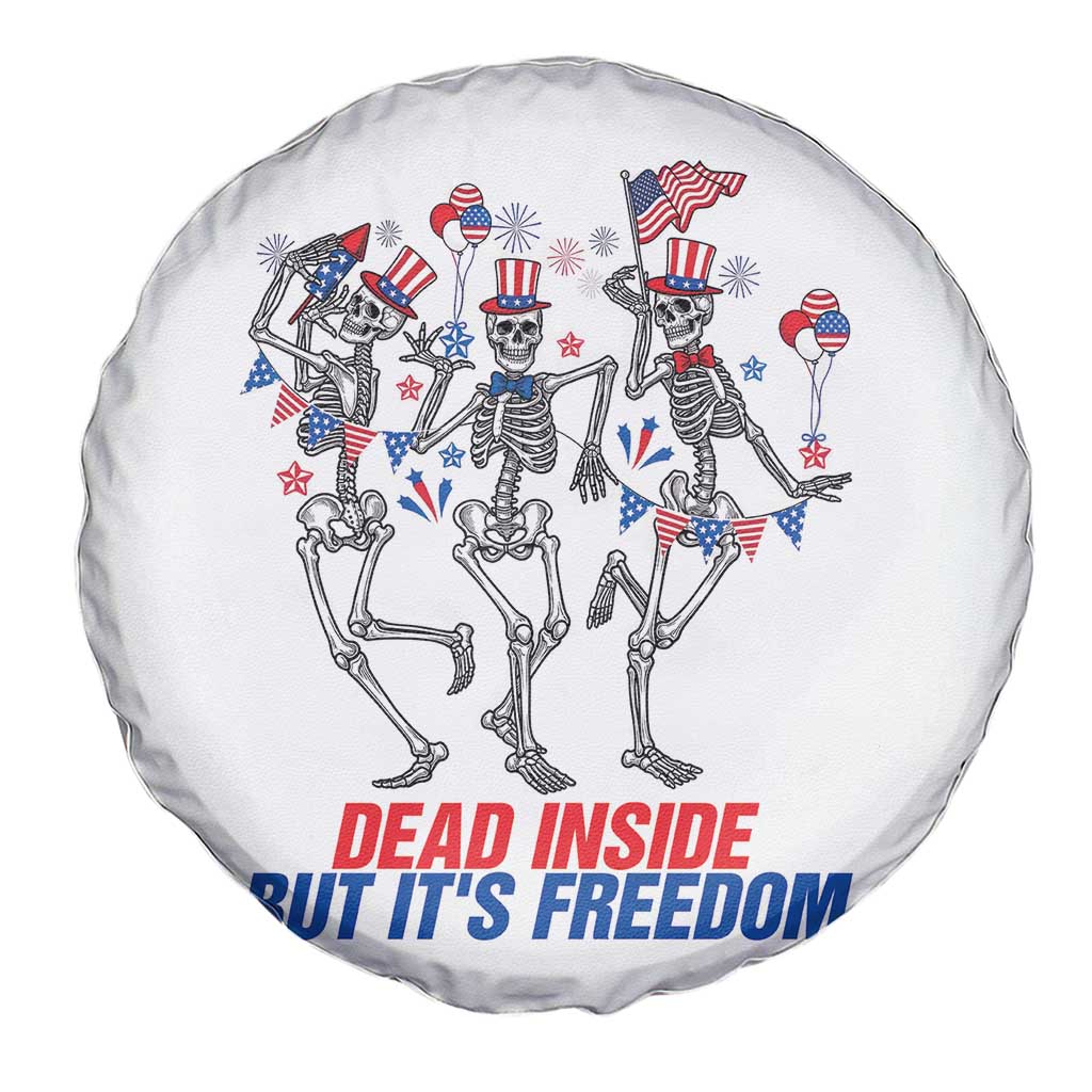 Patriotic Dancing Skeleton Spare Tire Cover Dead Inside But Its Freedom