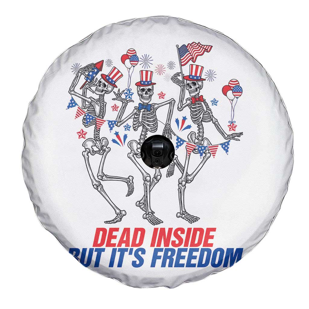 Patriotic Dancing Skeleton Spare Tire Cover Dead Inside But Its Freedom