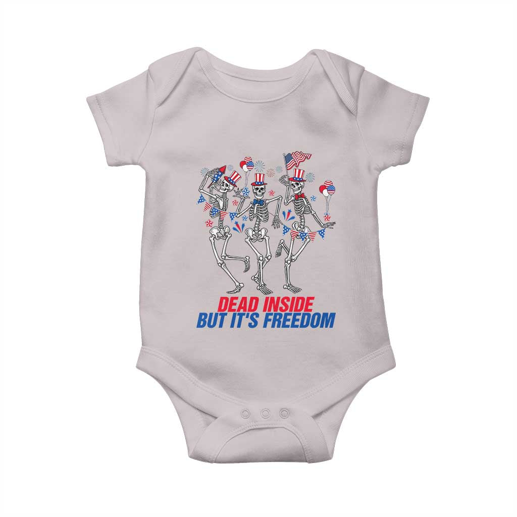 Patriotic Dancing Skeleton Baby Onesie Dead Inside But Its Freedom