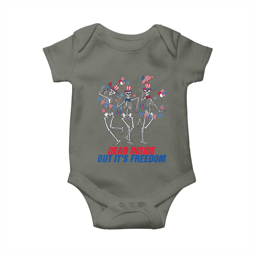 Patriotic Dancing Skeleton Baby Onesie Dead Inside But Its Freedom