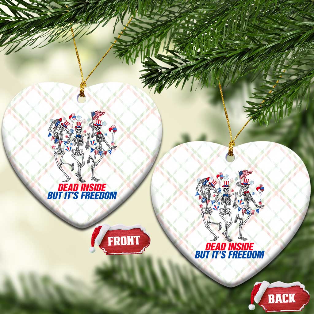 Patriotic Dancing Skeleton Ceramic Ornament Dead Inside But Its Freedom