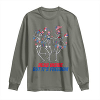 Patriotic Dancing Skeleton Long Sleeve Shirt Dead Inside But Its Freedom