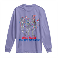 Patriotic Dancing Skeleton Long Sleeve Shirt Dead Inside But Its Freedom