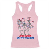 Patriotic Dancing Skeleton Racerback Tank Top Dead Inside But Its Freedom