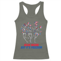 Patriotic Dancing Skeleton Racerback Tank Top Dead Inside But Its Freedom