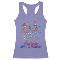 Patriotic Dancing Skeleton Racerback Tank Top Dead Inside But Its Freedom