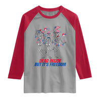 Patriotic Dancing Skeleton Raglan Shirt Dead Inside But Its Freedom