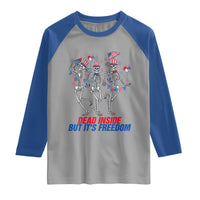 Patriotic Dancing Skeleton Raglan Shirt Dead Inside But Its Freedom
