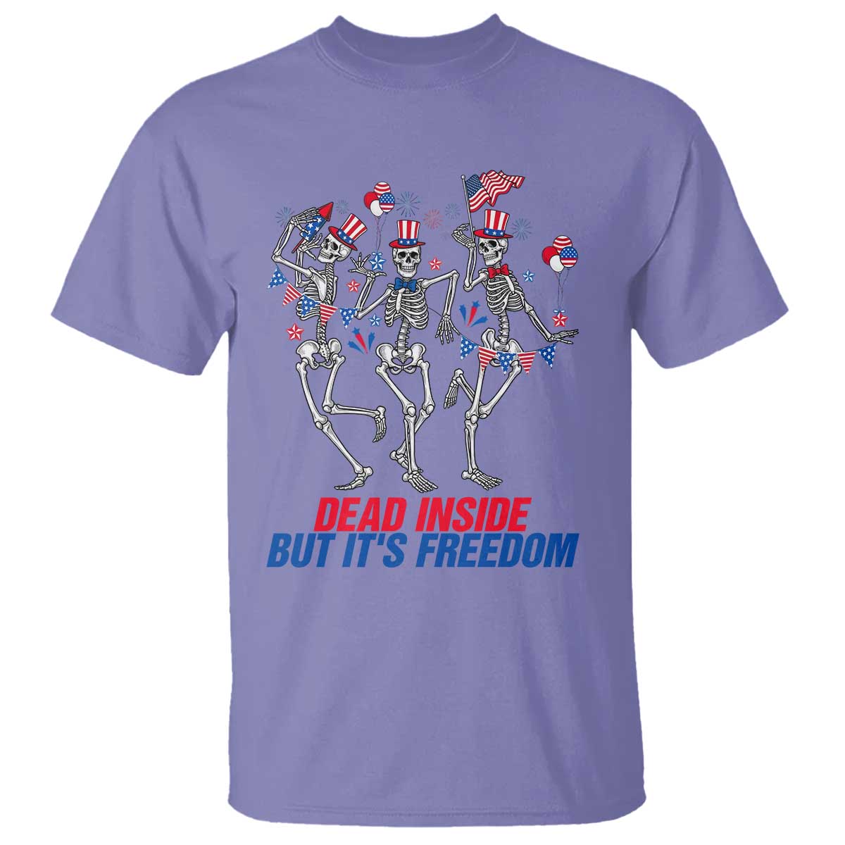Patriotic Dancing Skeleton T Shirt Dead Inside But Its Freedom