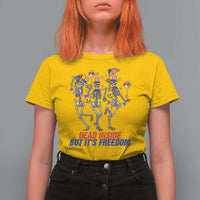 Patriotic Dancing Skeleton T Shirt For Women Dead Inside But Its Freedom