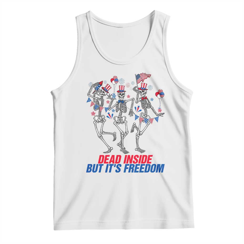 Patriotic Dancing Skeleton Tank Top Dead Inside But Its Freedom