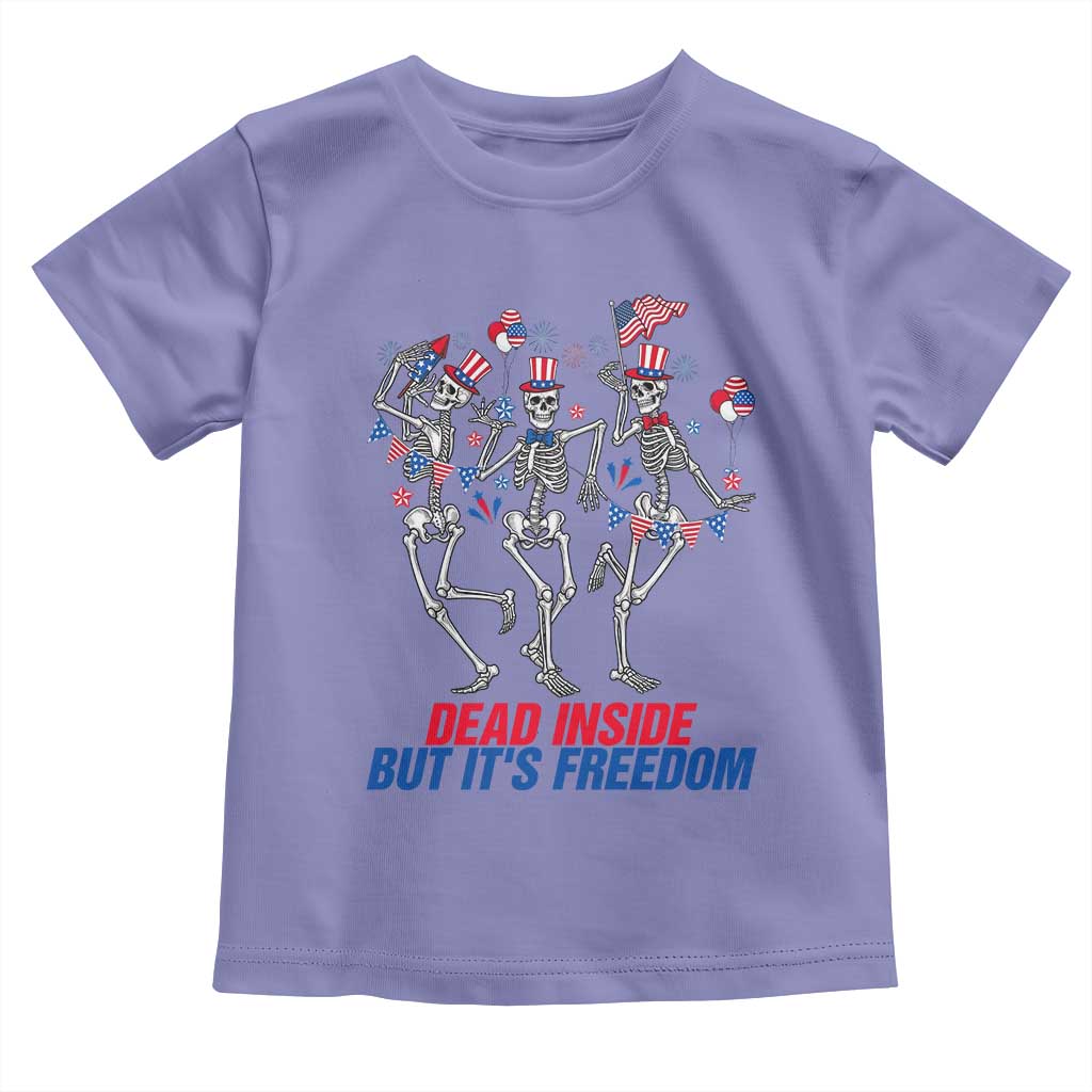 Patriotic Dancing Skeleton Toddler T Shirt Dead Inside But Its Freedom