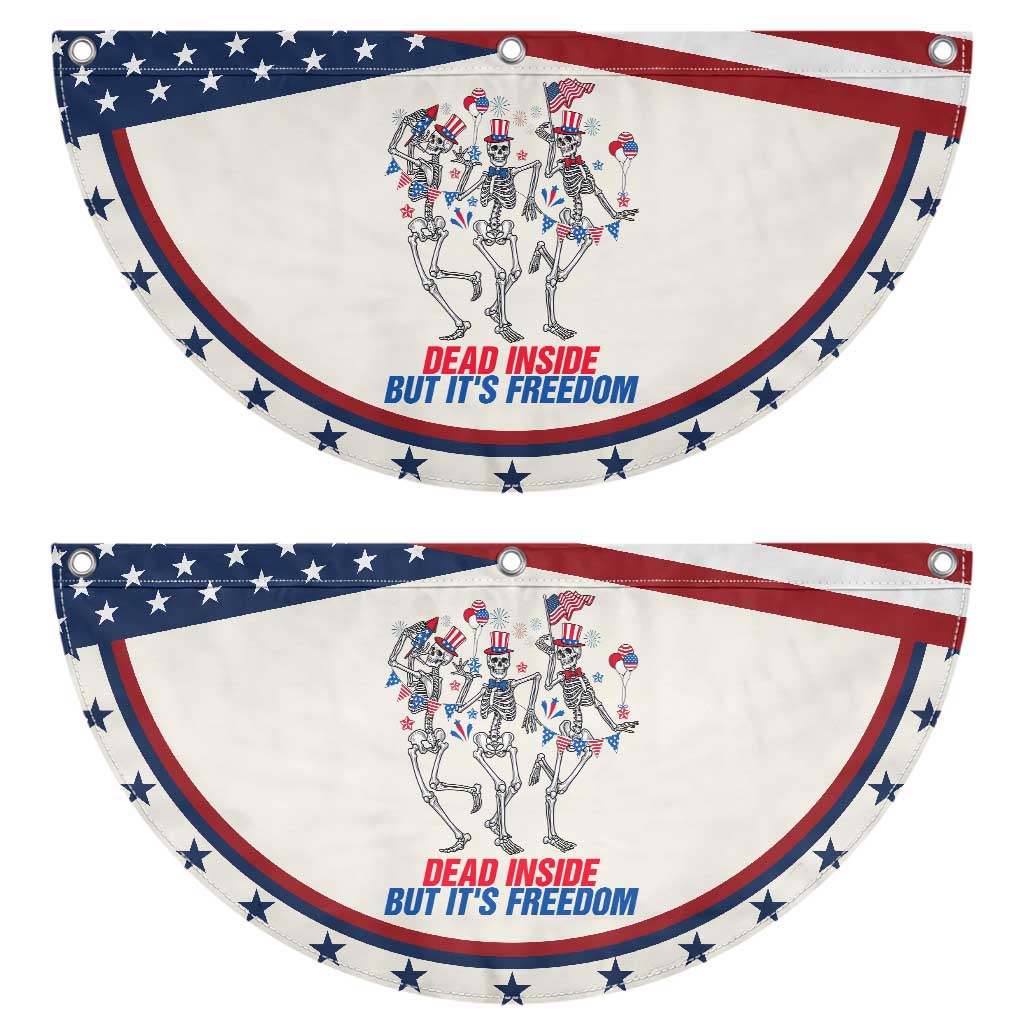 Funny Dancing Skeleton Patriotic Fan Flag Dead Inside But Its Freedom
