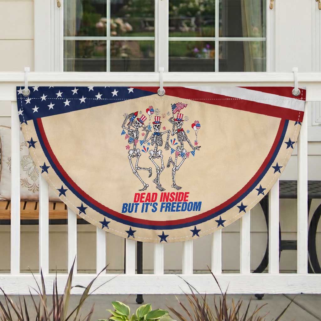 Funny Dancing Skeleton Patriotic Fan Flag Dead Inside But Its Freedom