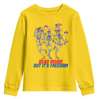 Patriotic Dancing Skeleton Youth Sweatshirt Dead Inside But Its Freedom