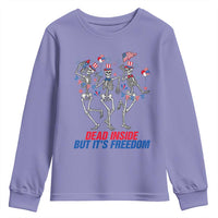 Patriotic Dancing Skeleton Youth Sweatshirt Dead Inside But Its Freedom