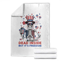 Funny Skeleton Dead Inside But Its Freedom Throw Blanket Patriotic Gift