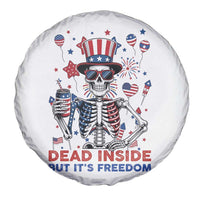 Funny Skeleton Dead Inside But Its Freedom Spare Tire Cover Patriotic Gift