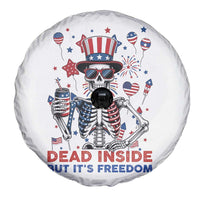 Funny Skeleton Dead Inside But Its Freedom Spare Tire Cover Patriotic Gift