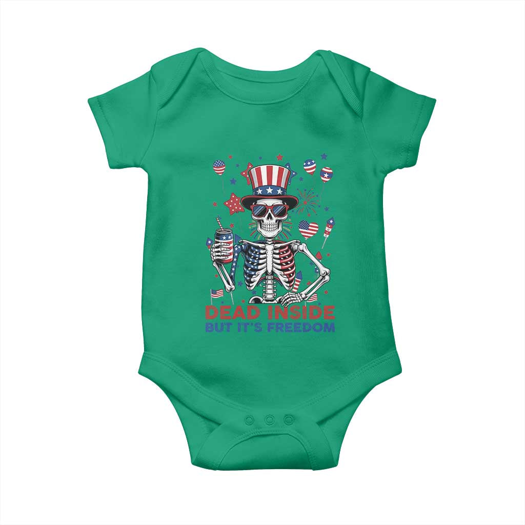 Funny Skeleton Dead Inside But Its Freedom Baby Onesie Patriotic Gift