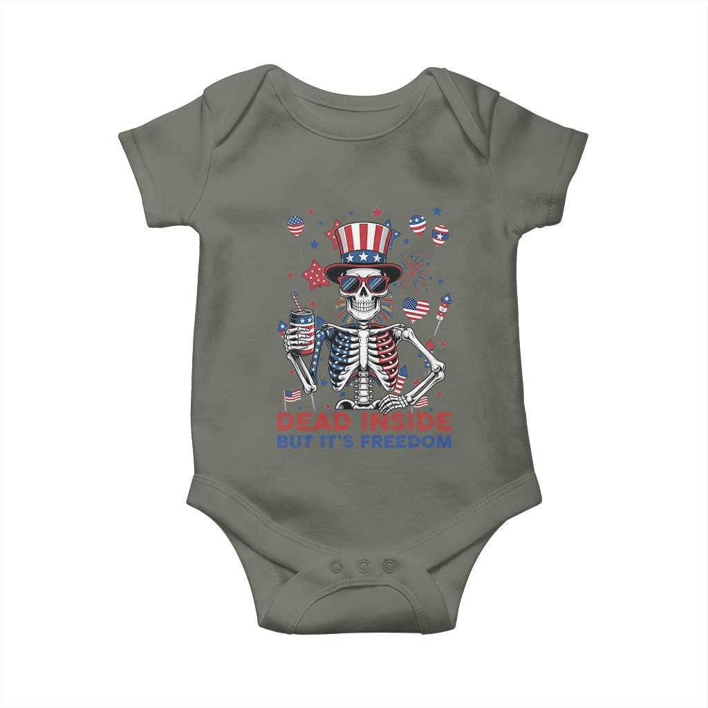 Funny Skeleton Dead Inside But Its Freedom Baby Onesie Patriotic Gift