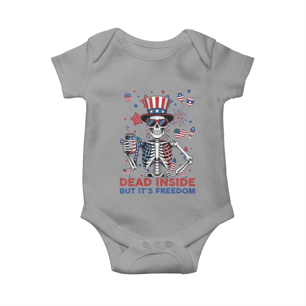 Funny Skeleton Dead Inside But Its Freedom Baby Onesie Patriotic Gift