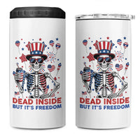 Funny Skeleton Dead Inside But Its Freedom 4 in 1 Can Cooler Tumbler Patriotic Gift