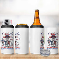 Funny Skeleton Dead Inside But Its Freedom 4 in 1 Can Cooler Tumbler Patriotic Gift