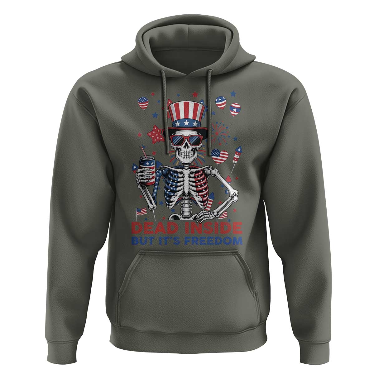 Funny Skeleton Dead Inside But Its Freedom Hoodie Patriotic Gift