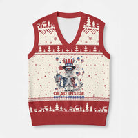 Funny Skeleton Dead Inside But Its Freedom V-Neck Knit Sweater Vest Patriotic Gift