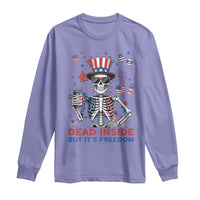 Funny Skeleton Dead Inside But Its Freedom Long Sleeve Shirt Patriotic Gift