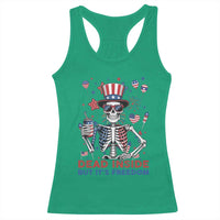Funny Skeleton Dead Inside But Its Freedom Racerback Tank Top Patriotic Gift