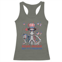 Funny Skeleton Dead Inside But Its Freedom Racerback Tank Top Patriotic Gift
